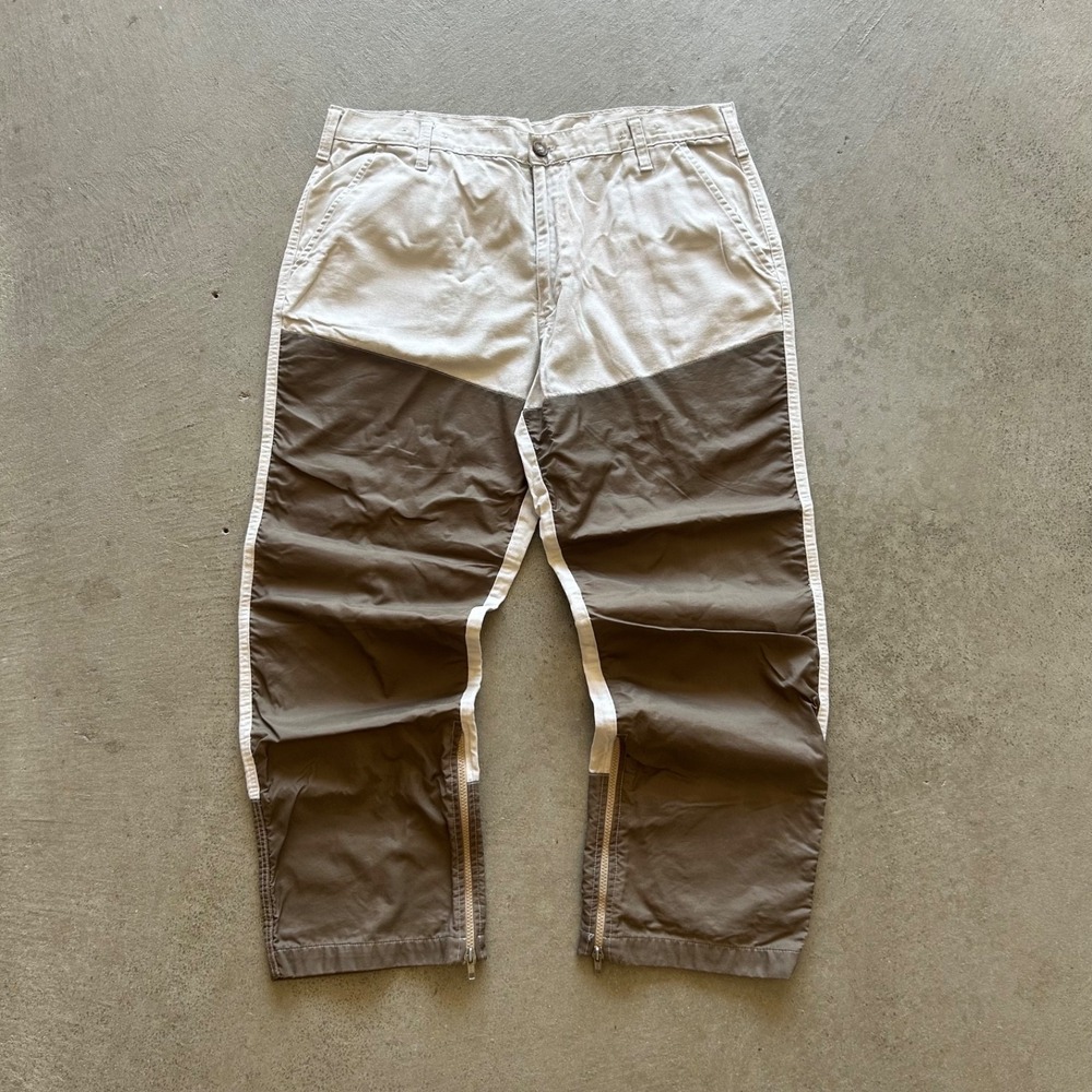Vintage 90s SafTbak Pants Size 38x30 Cream Brown Brush Guard Double Knee Outdoor - Picture 1 of 11